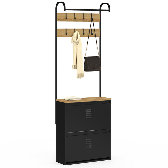 IDMarket - Scarpiera da corridoio ESTER a 2 ante in metallo nero