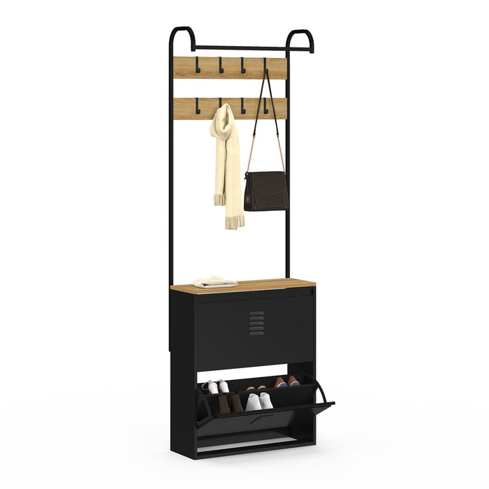 IDMarket - Scarpiera da corridoio ESTER a 2 ante in metallo nero