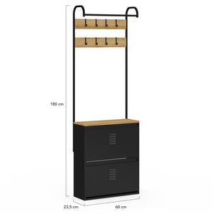IDMarket - Scarpiera da corridoio ESTER a 2 ante in metallo nero