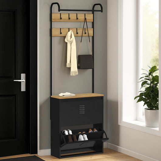 IDMarket - Scarpiera da corridoio ESTER a 2 ante in metallo nero