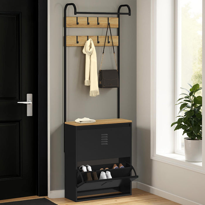 IDMarket - Scarpiera da corridoio ESTER a 2 ante in metallo nero