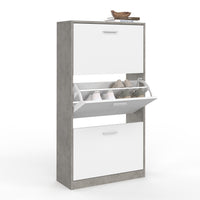 IDMarket - Scarpiera effetto cemento con 3 ante bianche