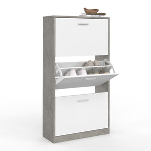 IDMarket - Scarpiera effetto cemento con 3 ante bianche
