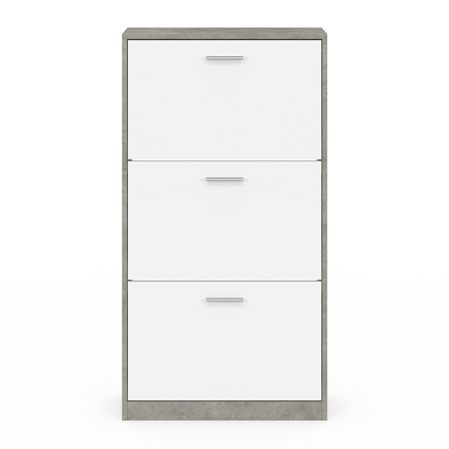 IDMarket - Scarpiera effetto cemento con 3 ante bianche