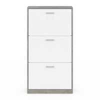 IDMarket - Scarpiera effetto cemento con 3 ante bianche