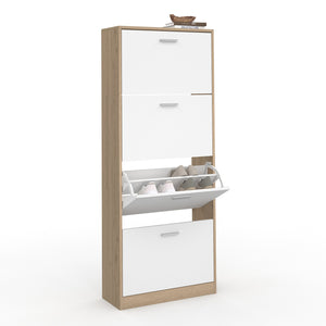 IDMarket - Scarpiera effetto faggio con 4 ante bianco