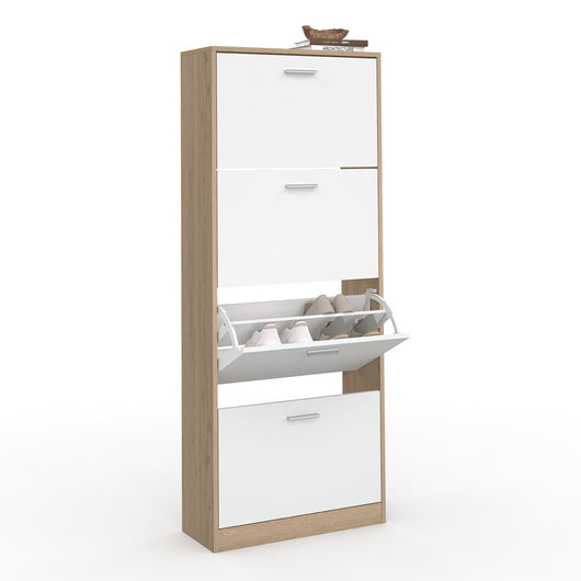 IDMarket - Scarpiera effetto faggio con 4 ante bianco