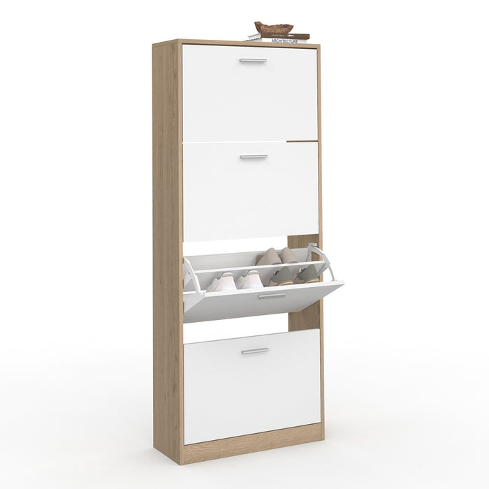 IDMarket - Scarpiera effetto faggio con 4 ante bianco