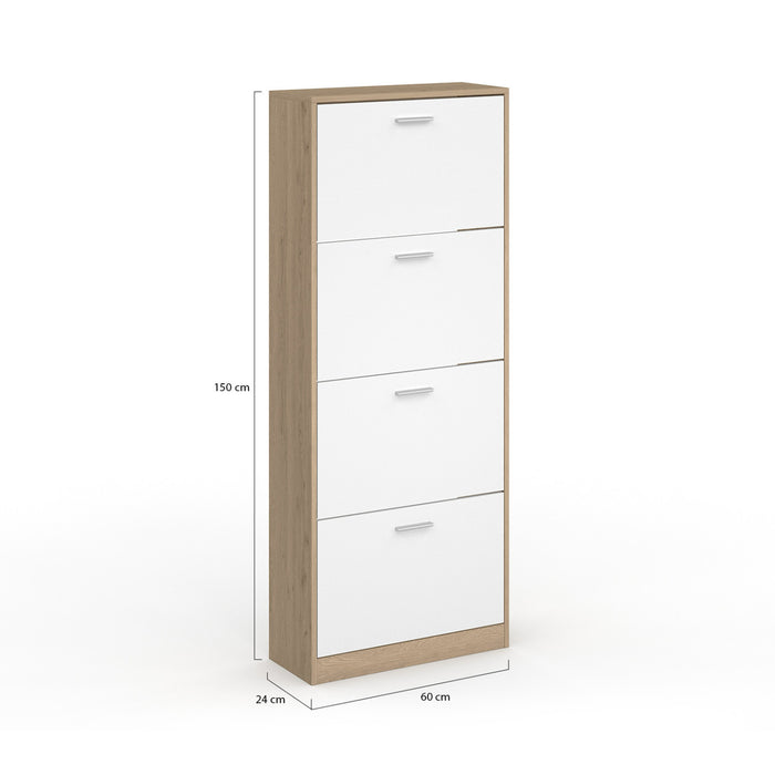 IDMarket - Scarpiera effetto faggio con 4 ante bianco