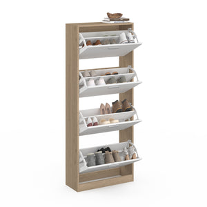 IDMarket - Scarpiera effetto faggio con 4 ante bianco