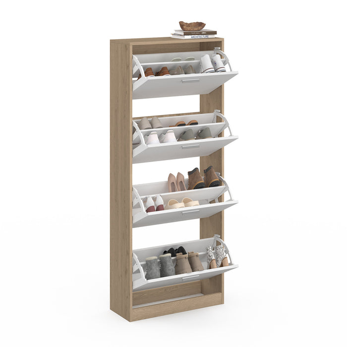 IDMarket - Scarpiera effetto faggio con 4 ante bianco