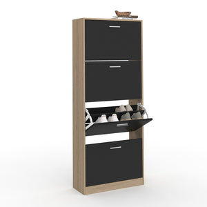 IDMarket - Scarpiera effetto faggio con 4 ante nero