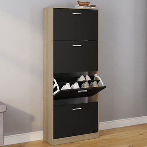 IDMarket - Scarpiera effetto faggio con 4 ante nero