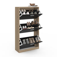 IDMarket - Scarpiera effetto faggio nera 3 ante