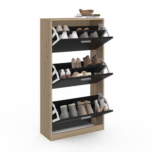 IDMarket - Scarpiera effetto faggio nera 3 ante