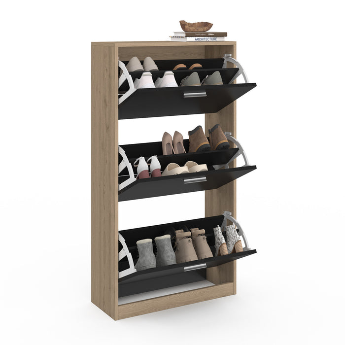 IDMarket - Scarpiera effetto faggio nera 3 ante