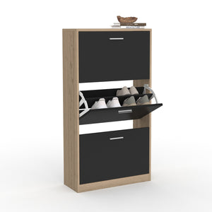 IDMarket - Scarpiera effetto faggio nera 3 ante