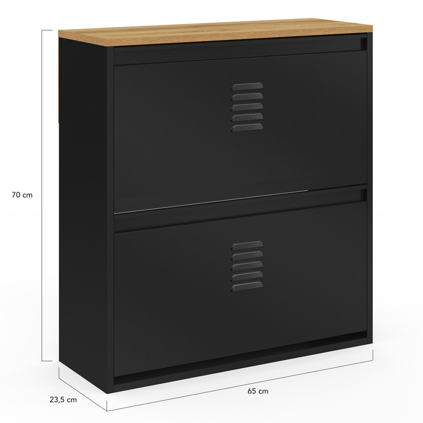 IDMarket - Scarpiera ESTER da 12 pezzi, 2 ante in metallo nero, design industriale