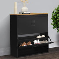 IDMarket - Scarpiera ESTER da 12 pezzi, 2 ante in metallo nero, design industriale