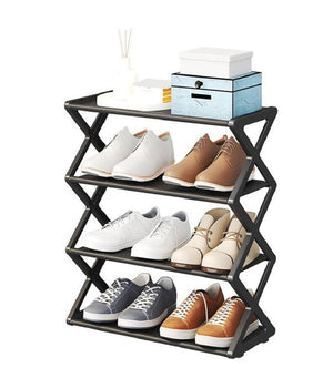 Scarpiera Forma X Custodia Multifunzionale In Acciaio Portascarpe Staccabile Nero         