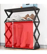 Scarpiera Forma X Custodia Multifunzionale In Acciaio Portascarpe Staccabile Nero         