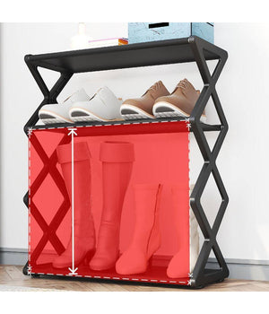 Scarpiera Forma X Custodia Multifunzionale In Acciaio Portascarpe Staccabile Nero         