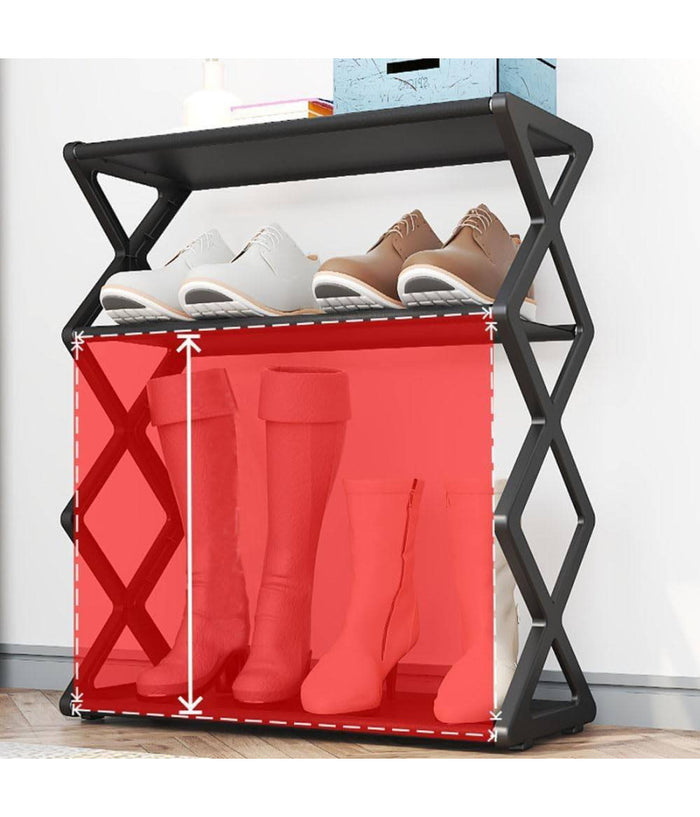 Scarpiera Forma X Custodia Multifunzionale In Acciaio Portascarpe Staccabile Nero         