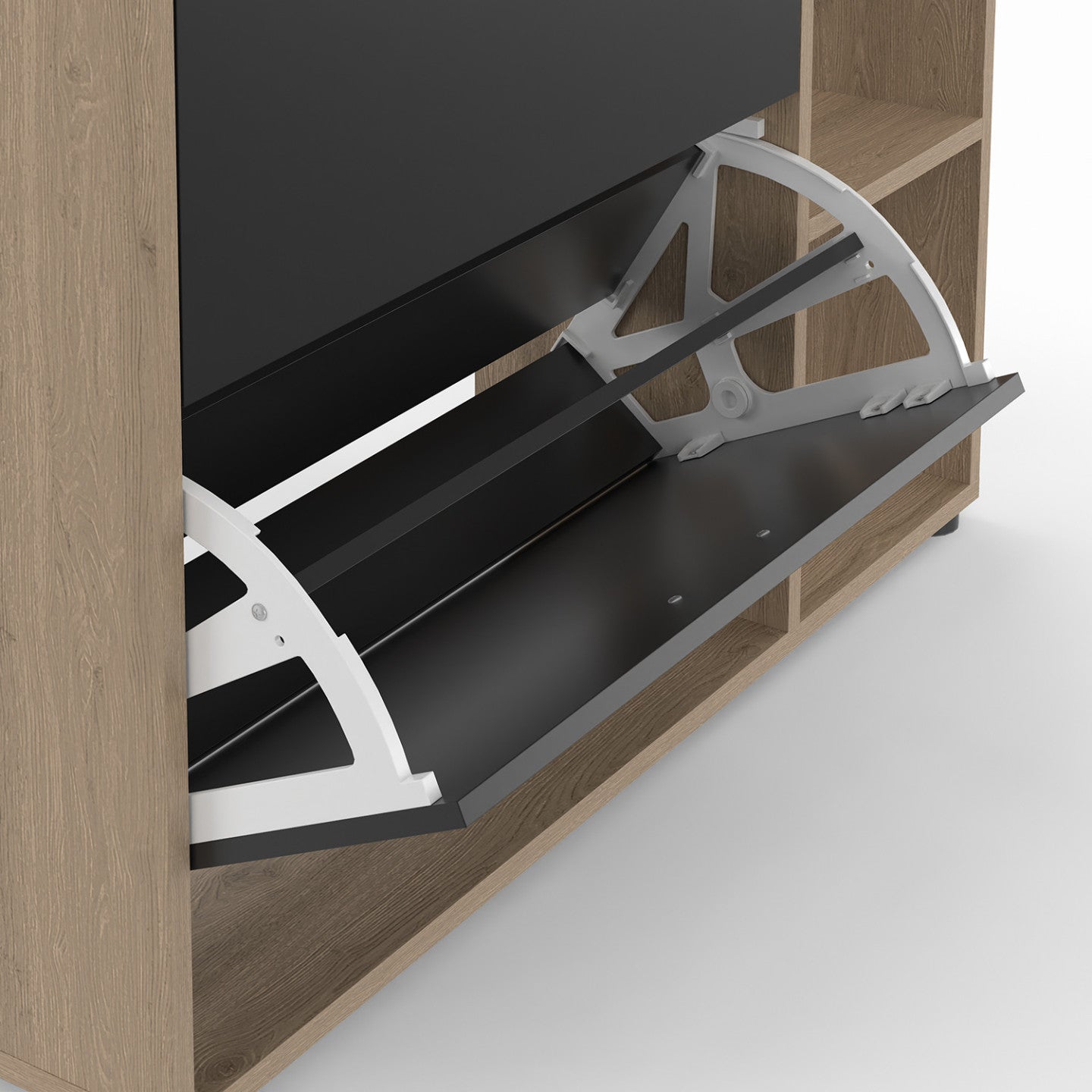 IDMarket - Scarpiera in finto faggio a 2 ante nera con ripiano