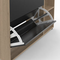 IDMarket - Scarpiera in finto faggio a 2 ante nera con ripiano