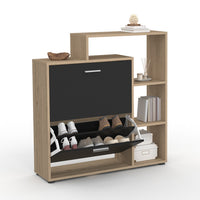 IDMarket - Scarpiera in finto faggio a 2 ante nera con ripiano