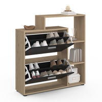 IDMarket - Scarpiera in finto faggio a 2 ante nera con ripiano