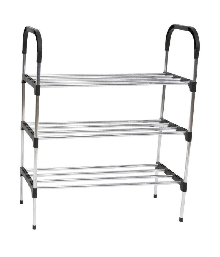 Scarpiera In Metallo Plastica 3 Livelli 57x26x66cm Salvaspazio Porta Scarpe Casa         