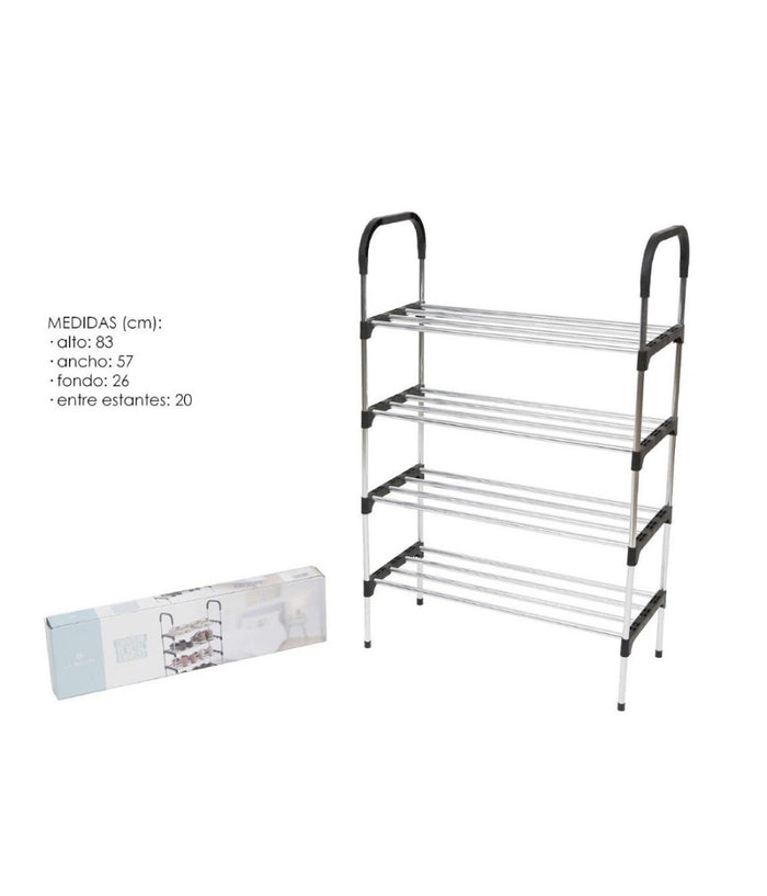 Scarpiera In Metallo Plastica 4 Livelli 57x26x83cm Salvaspazio Porta Scarpe Casa         