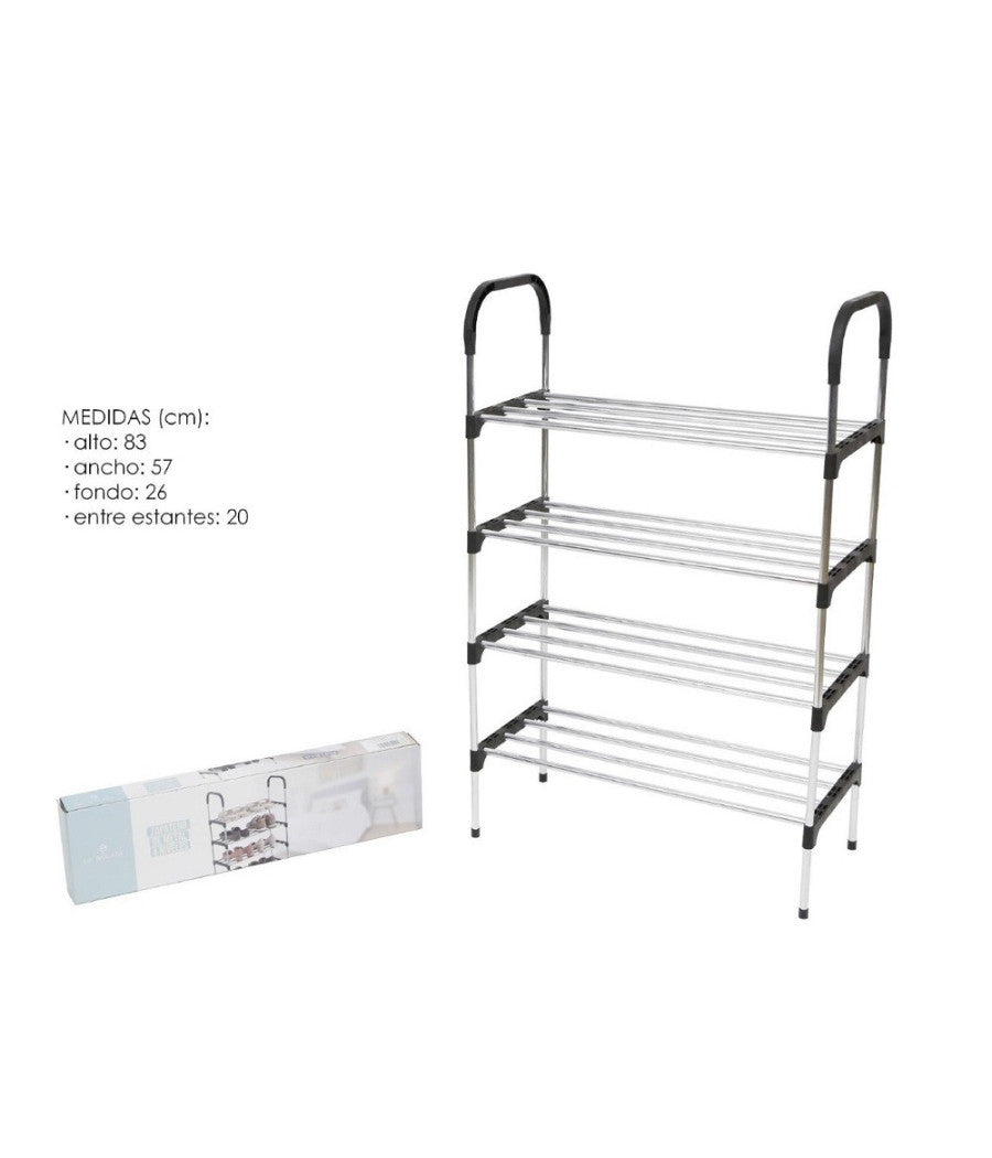 Scarpiera In Metallo Plastica 4 Livelli 57x26x83cm Salvaspazio Porta Scarpe Casa         