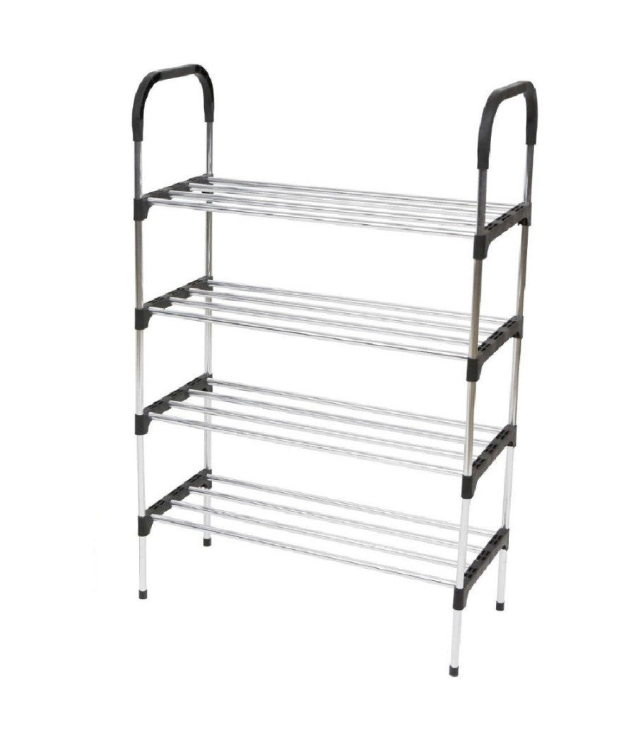 Scarpiera In Metallo Plastica 4 Livelli 57x26x83cm Salvaspazio Porta Scarpe Casa         