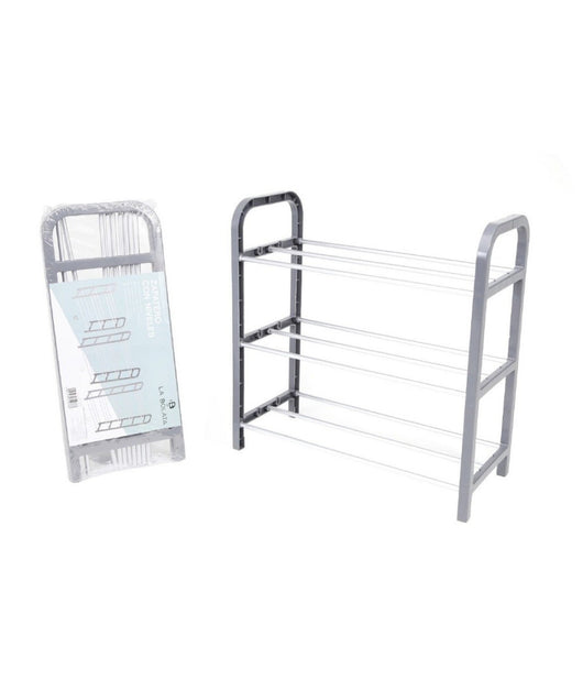 Trade Shop - Scarpiera In Plastica 3 Ripiani Livelli Salvaspazio 40x19x42cm Porta Scarpe Casa -