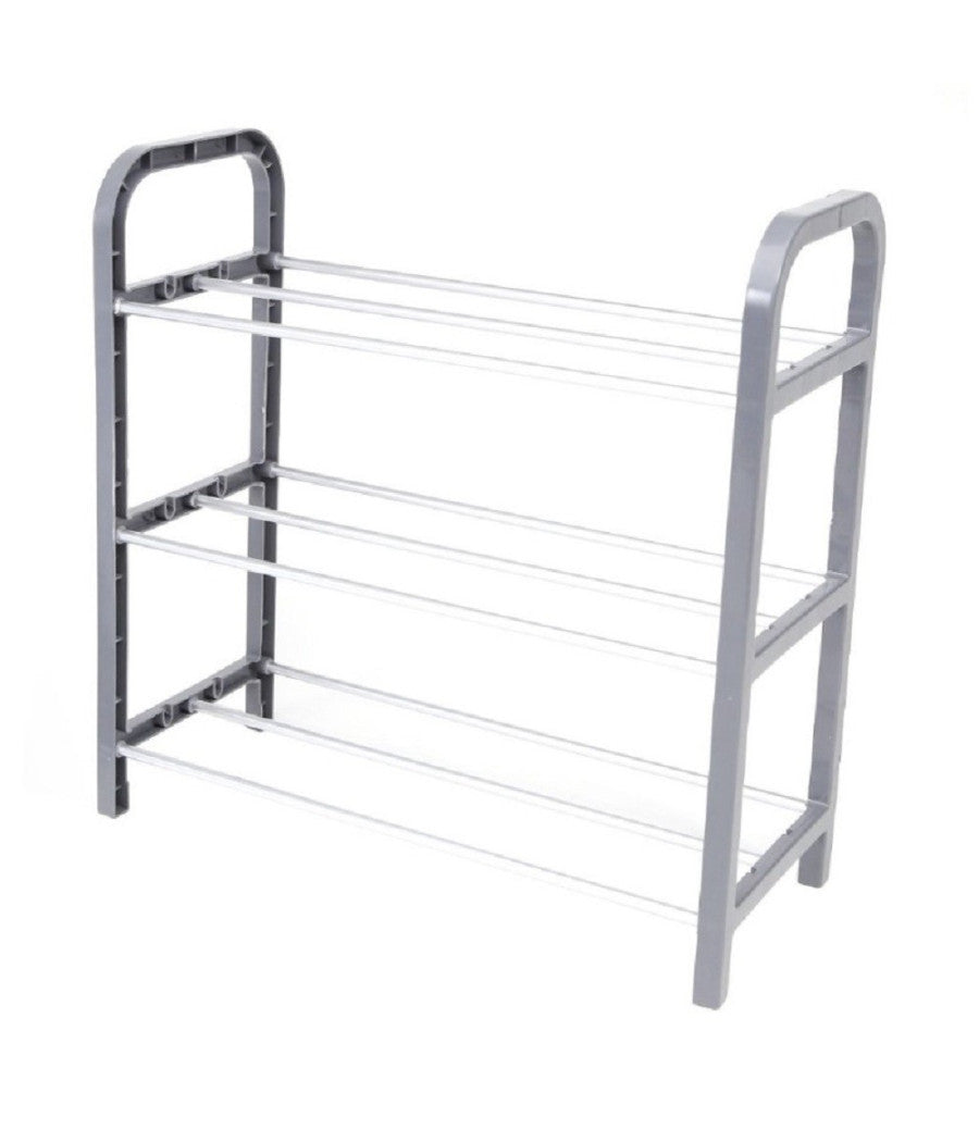 Trade Shop - Scarpiera In Plastica 3 Ripiani Livelli Salvaspazio 40x19x42cm Porta Scarpe Casa -