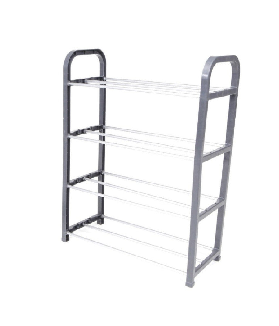 Scarpiera In Plastica 4 Ripiani Livelli Salvaspazio 40x19x56cm Porta Scarpe Casa         