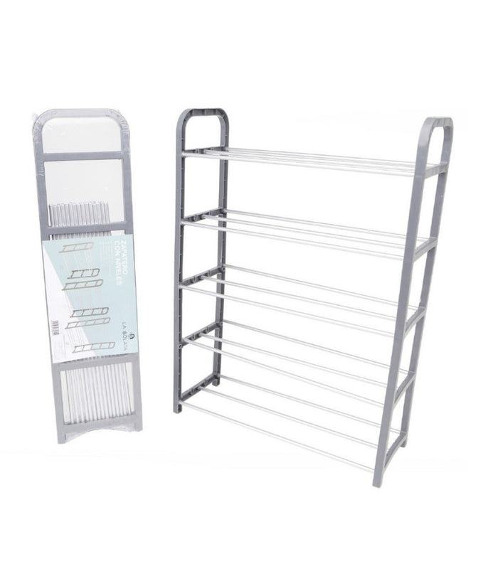 Scarpiera In Plastica 5 Ripiani Livelli Salvaspazio 50x19x68cm Porta Scarpe Casa         