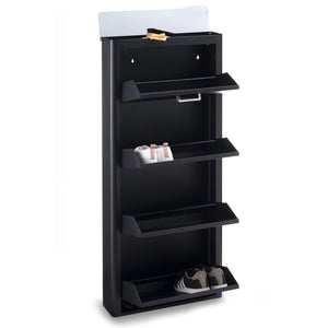 Scarpiera KIBO, 4 scomparti, per 12 Paia di Scarpe, bianco, nero o sabbia