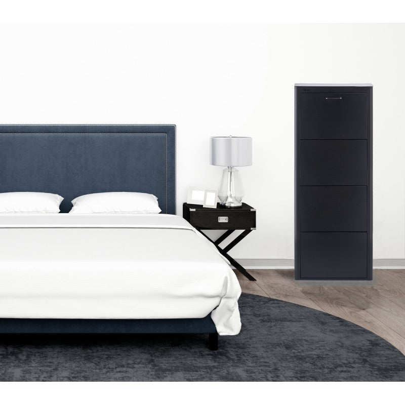 Scarpiera KIBO, 4 scomparti, per 12 Paia di Scarpe, bianco, nero o sabbia