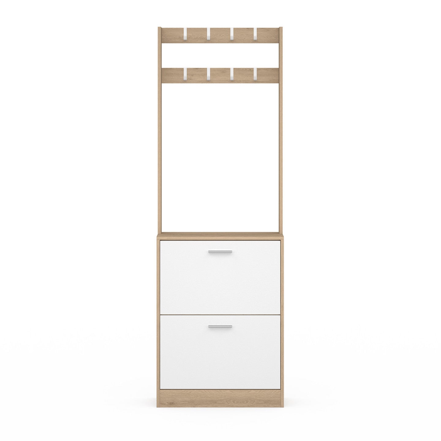 IDMarket - Scarpiera KLARK a 2 ante con effetto legno e bianco