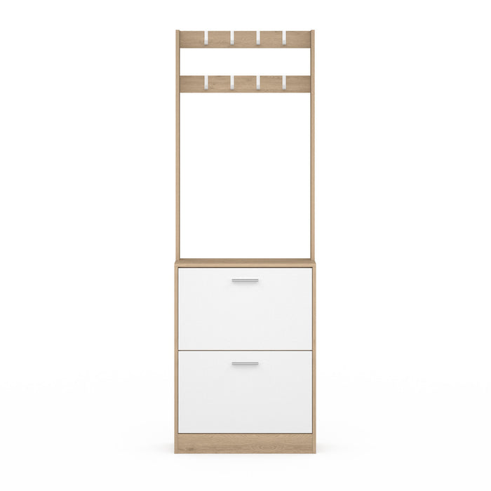 IDMarket - Scarpiera KLARK a 2 ante con effetto legno e bianco