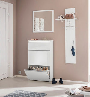 Scarpiera 3 ribalte doppia profondità in finitura Bianco laccato lucido, ZTC94981104