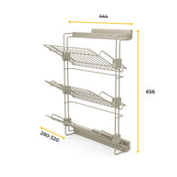 Scarpiera laterale estraibile per armadi e cabine armadio Hack, Destra, Verniciato grigio pietra, Acciaio.