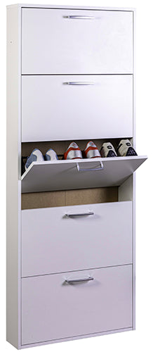 SCARPIERA LEGNO BIANCO 5 RIBALTE CM 65X15X173,5H