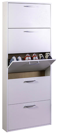 SCARPIERA LEGNO BIANCO 5 RIBALTE CM 65X15X173,5H