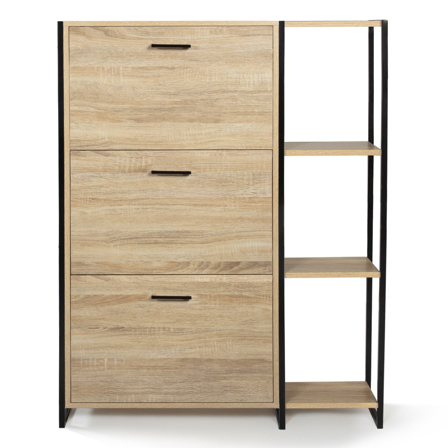 IDMarket - Scarpiera LUIS 3 ante con mensola design industriale