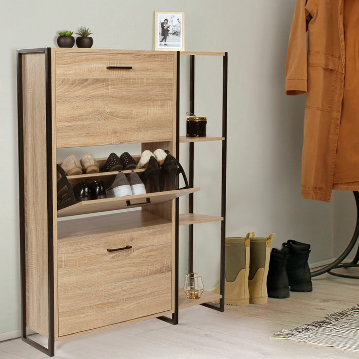 IDMarket - Scarpiera LUIS 3 ante con mensola design industriale