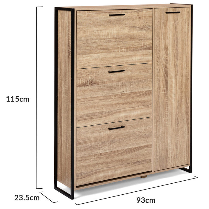 IDMarket - Scarpiera LUIS 4 ante di cui 1 armadio di design industriale